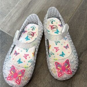 Wonder Nation Silver Pink Sandals with Floral Design